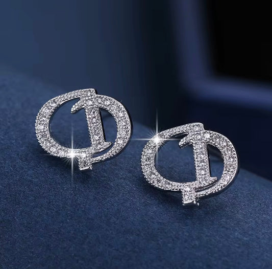 925 Sterling Silver Earrings Set Diamonds Fashion Luxury Jewelry Letters Fashion Stud Earrings
