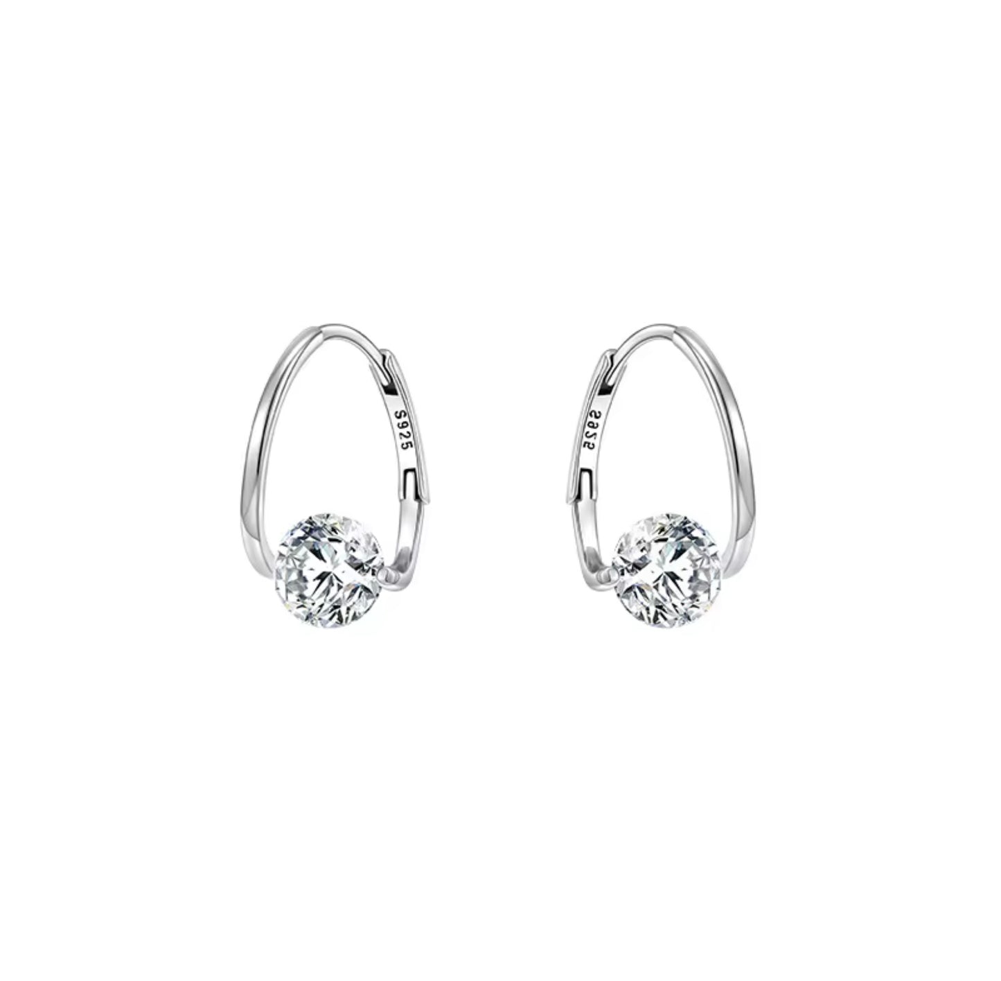 925 Sterling Silver & Gold Plated Zircon Hoop Earrings