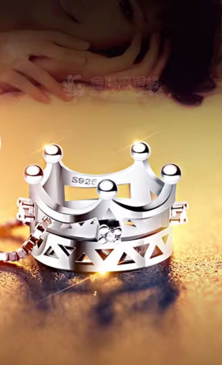 925 Sterling Silver Crown Necklaces Pendants Fashion Lady Festival Gift Jewelry