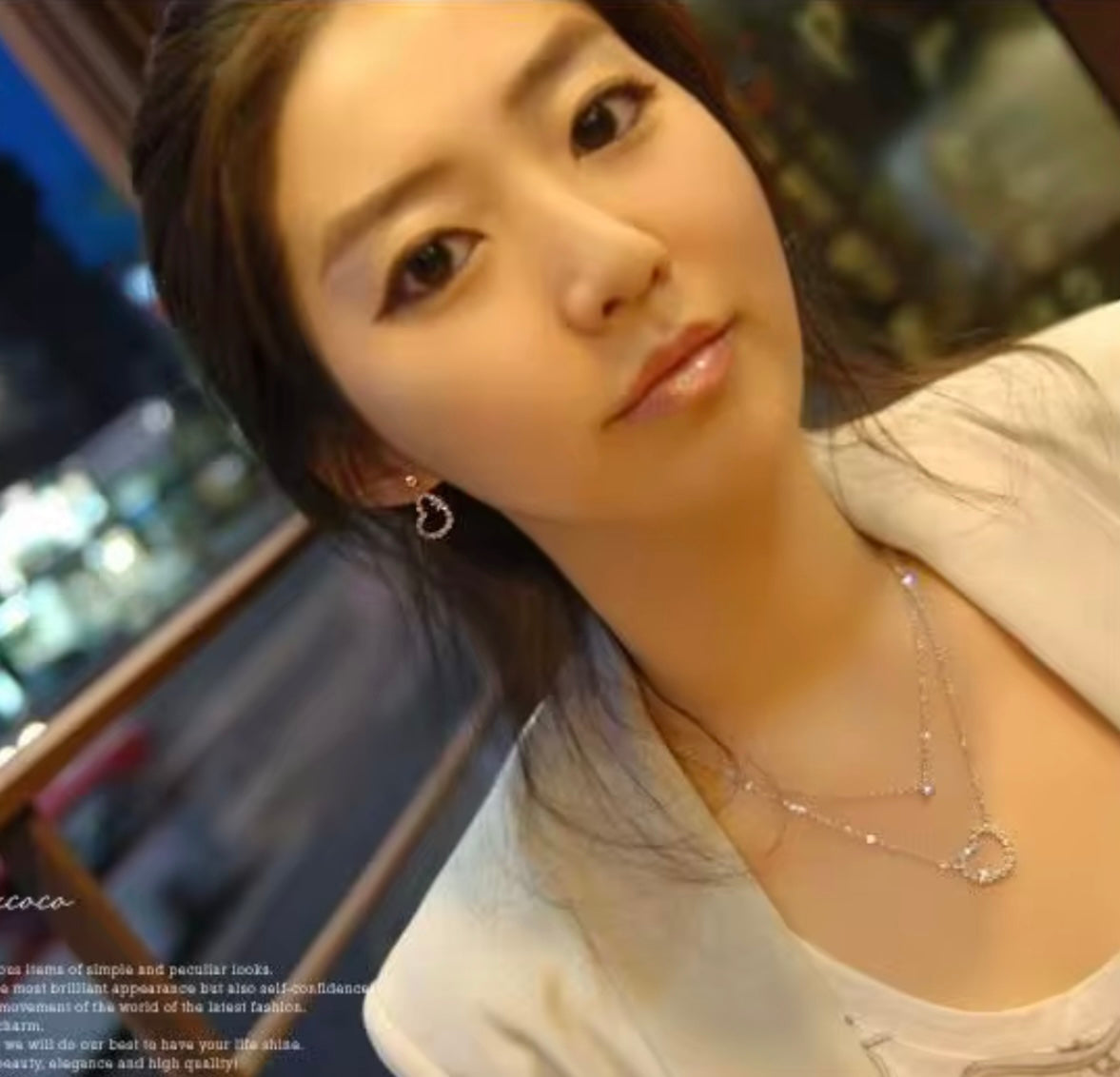 925 Silver Double Heart Crystal Necklace