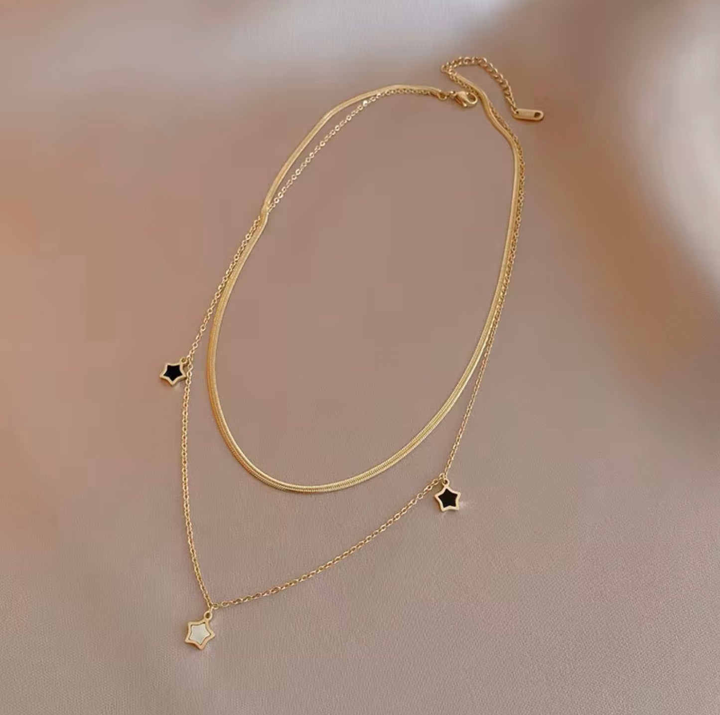 High-End 18k Gold Pvd Plated Stainless Steel Five Pointed Star Clavicle Chain  Necklace Bracelet Fashion
Jewelry Set