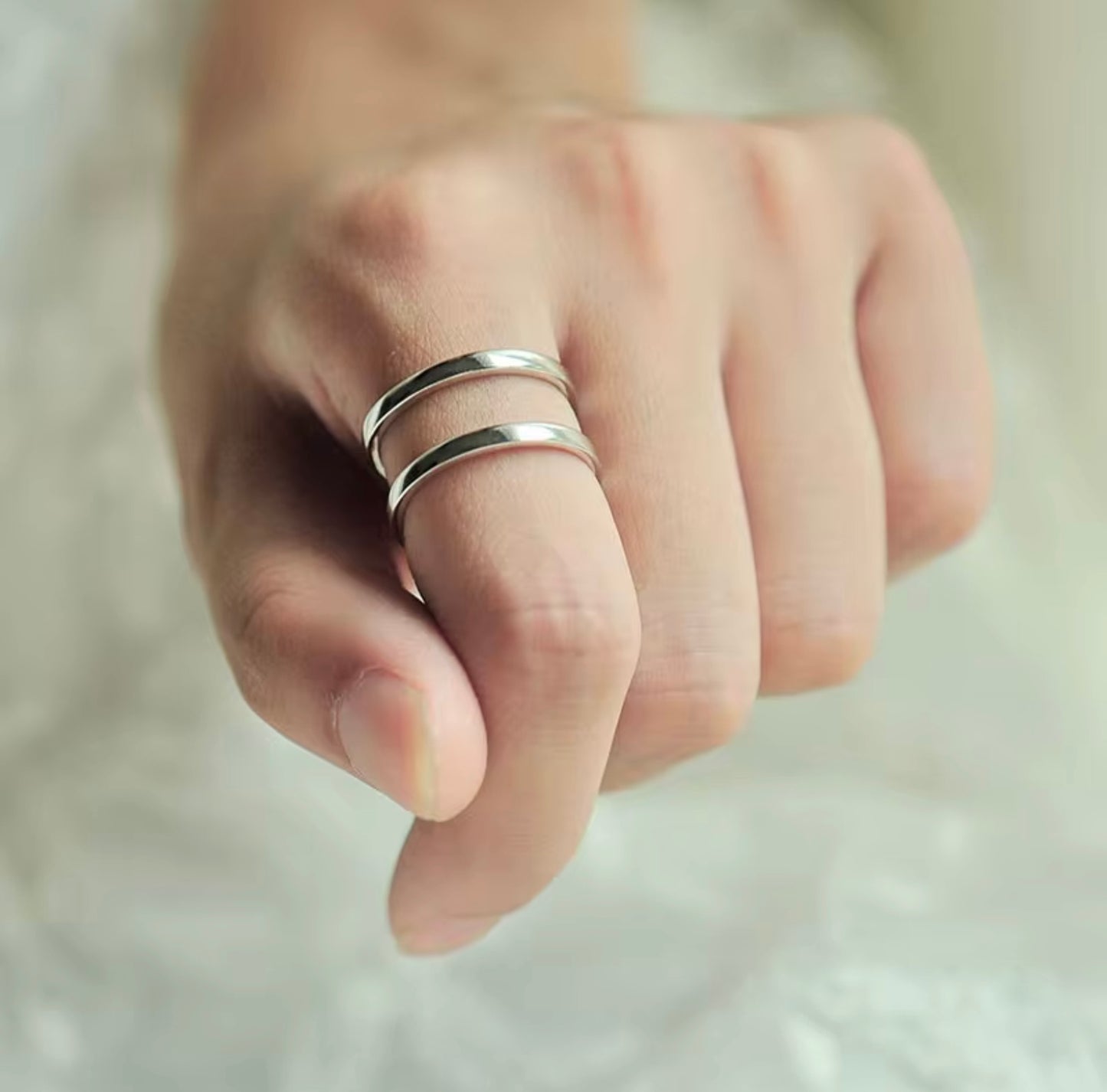 Simple Geometric Circle Copper Finger Ring Wholesale Silver Plated