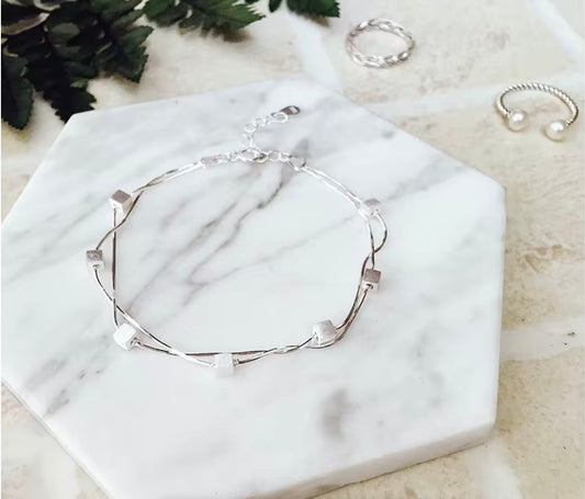 925 Sterling Silver Bracelet Wholesale Double square Snake Bone Bracelet Korean Fashion Bracelet Silver