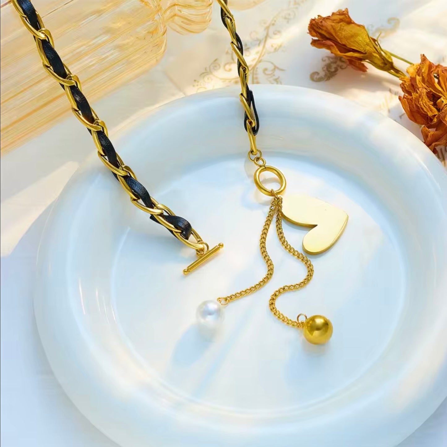 Non Tarnish 316l Stainless Steel 18k Gold Plated Irregular Heart Shape Pendant Necklace