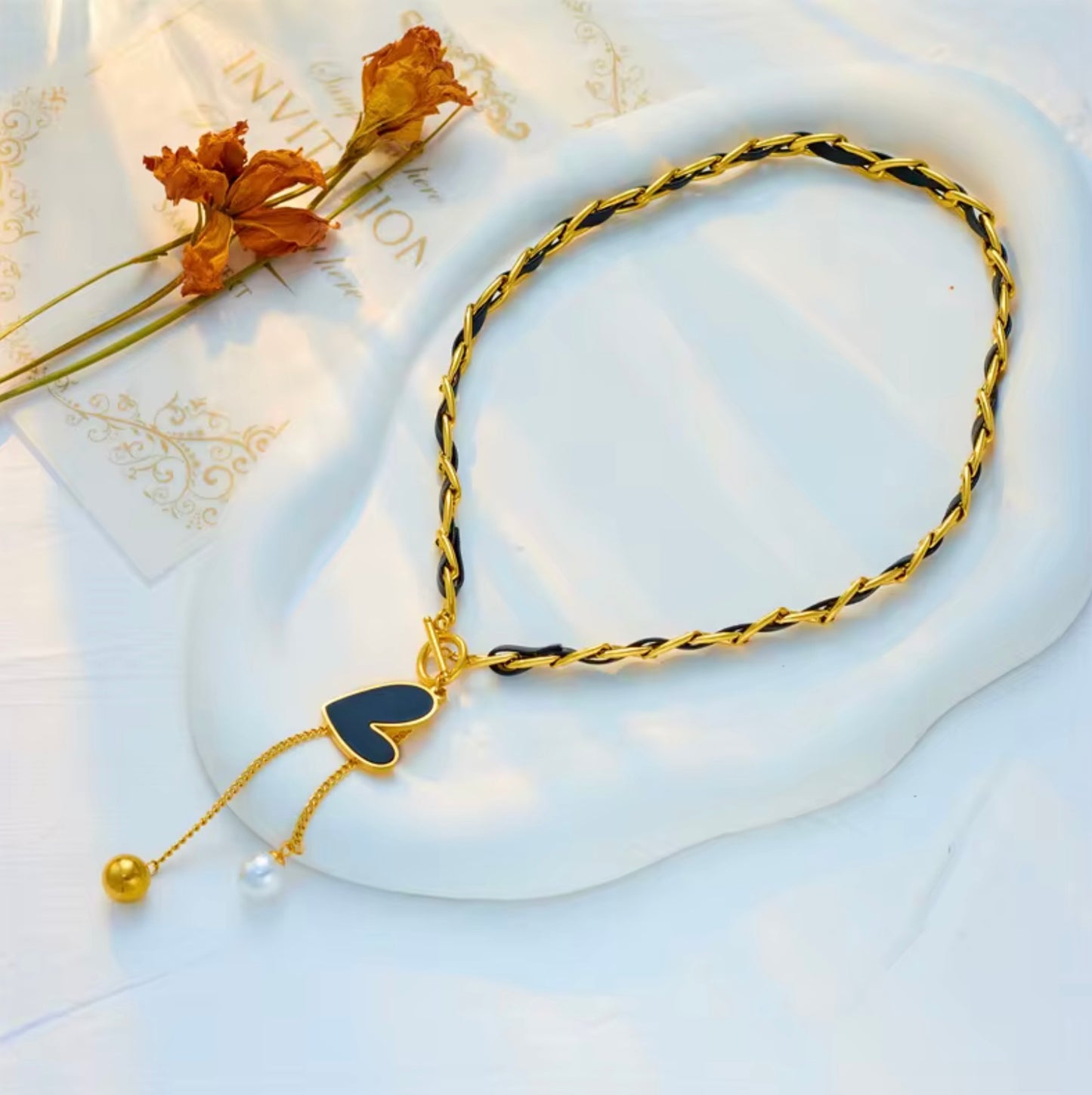 Non Tarnish 316l Stainless Steel 18k Gold Plated Irregular Heart Shape Pendant Necklace