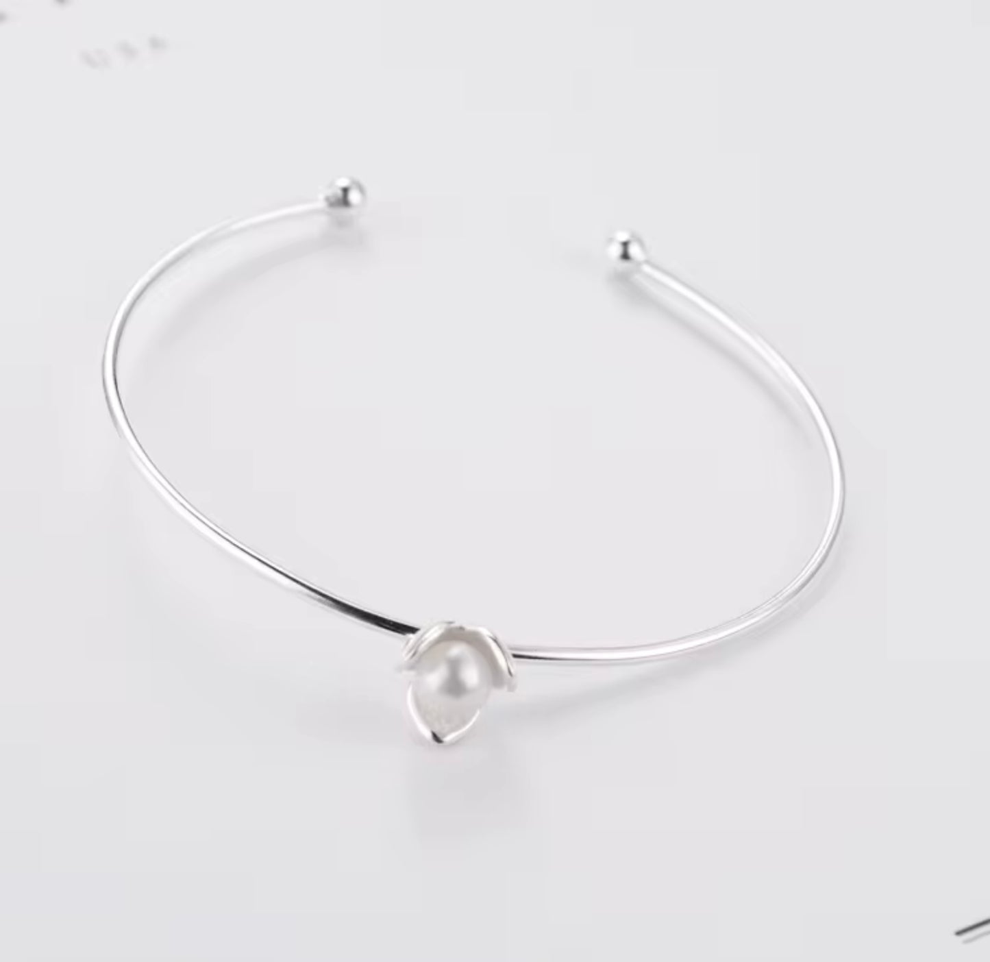 925 Sterling Silver Jewelry Simple Bar Clover High-quality Popular Open Bracelet