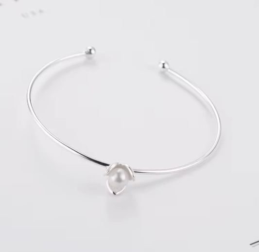 925 Sterling Silver Jewelry Simple Bar Clover High-quality Popular Open Bracelet