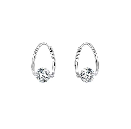 925 Sterling Silver & Gold Plated Zircon Hoop Earrings