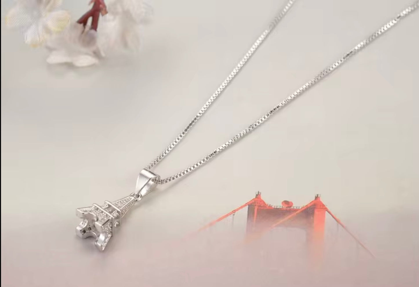 925 Sterling Silver Necklace Korean Fashion Temperament Tower Diamond Necklace Sterling Silver
