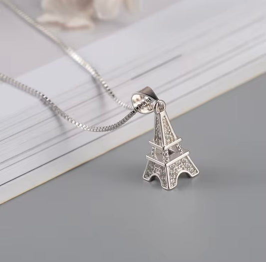 925 Sterling Silver Necklace Korean Fashion Temperament Tower Diamond Necklace Sterling Silver