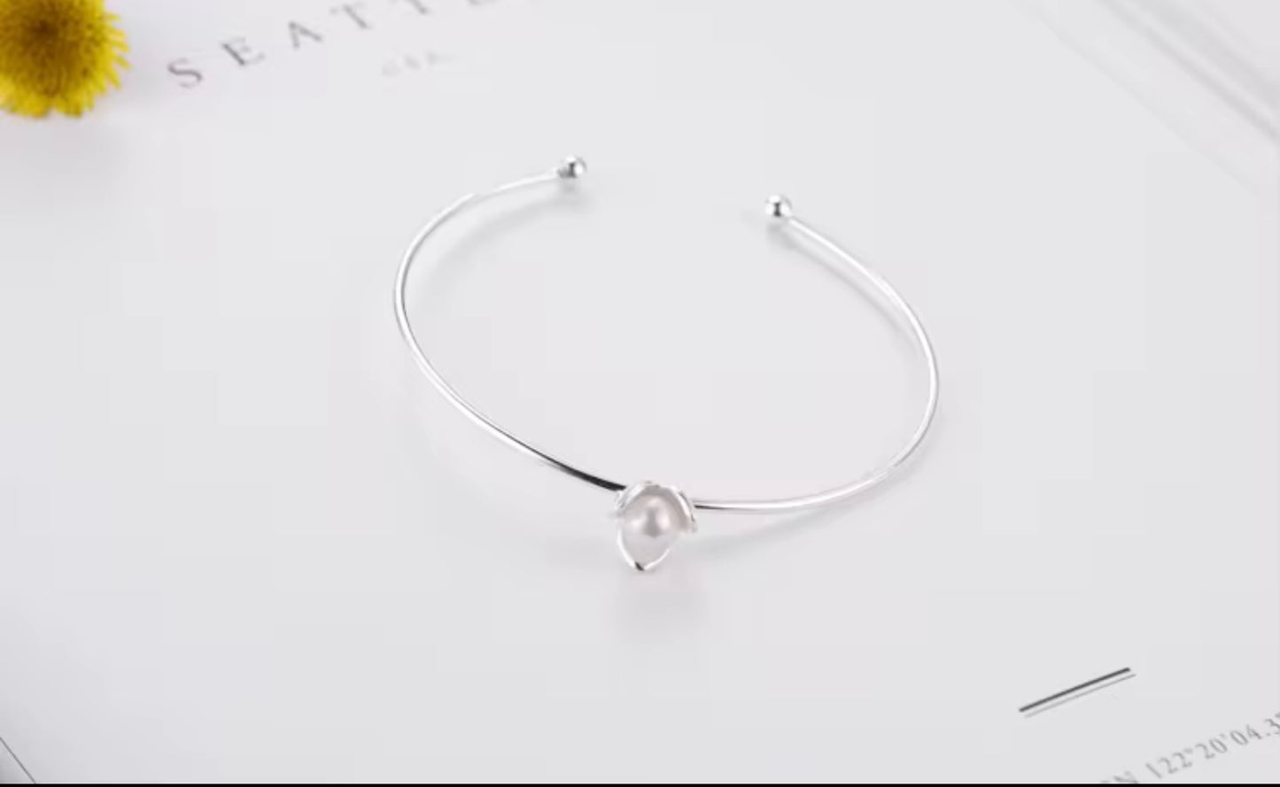 925 Sterling Silver Jewelry Simple Bar Clover High-quality Popular Open Bracelet