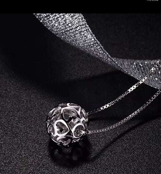 Korean Shinny Jewelry 925 Sterling Silver Necklace Viball Pendant Necklace