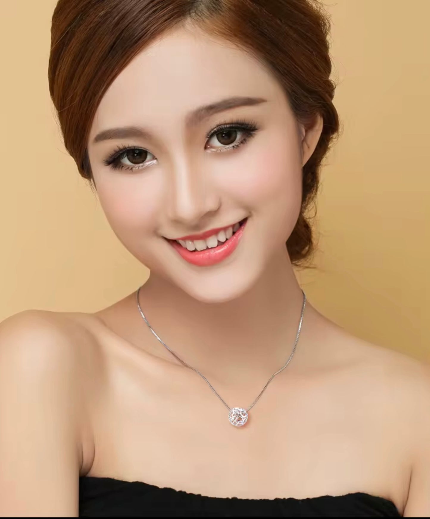 Korean Shinny Jewelry 925 Sterling Silver Necklace Viball Pendant Necklace