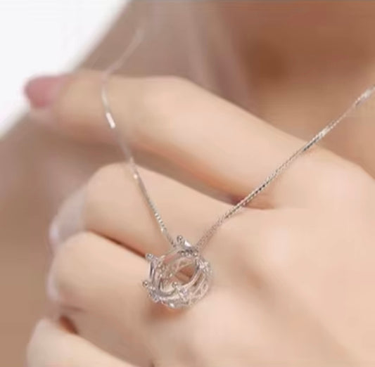 925 Sterling Silver Crown Necklaces Pendants Fashion Lady Festival Gift Jewelry